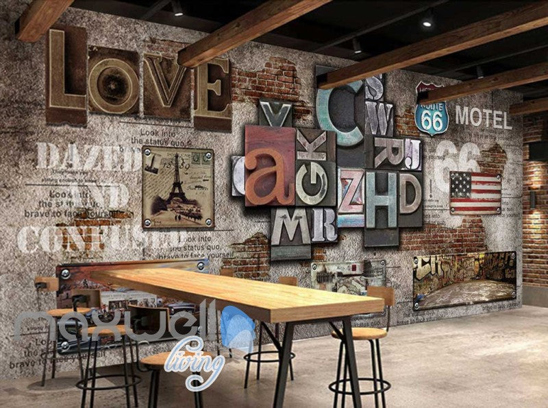Poster Collage Poster With Letters And Usa Plates Art Wall Murals Wallpaper Decals Prints Decor IDCWP-JB-000393