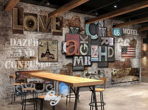 Image of Poster Collage Poster With Letters And Usa Plates Art Wall Murals Wallpaper Decals Prints Decor IDCWP-JB-000393