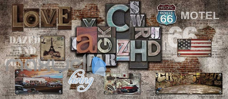 Poster Collage Poster With Letters And Usa Plates Art Wall Murals Wallpaper Decals Prints Decor IDCWP-JB-000393