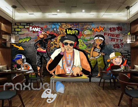 Image of 3D Graffiti Dj Cartoon Art Wall Murals Wallpaper Decals Prints Decor IDCWP-JB-000395