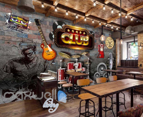 Image of Club Poster With Music Icons Art Wall Murals Wallpaper Decals Prints Decor IDCWP-JB-000396