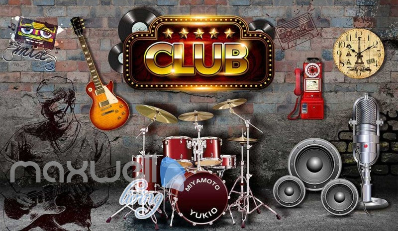 Club Poster With Music Icons Art Wall Murals Wallpaper Decals Prints Decor IDCWP-JB-000396