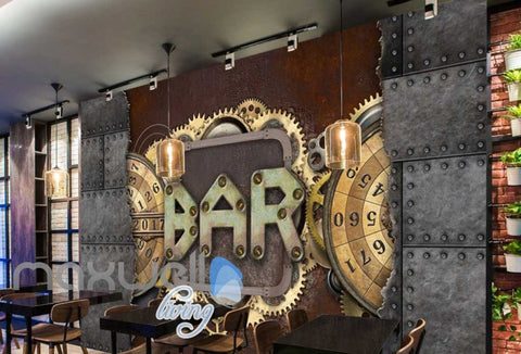 Image of Metal Bar Sign Breaking Through Metal Wall Art Wall Murals Wallpaper Decals Prints Decor IDCWP-JB-000401