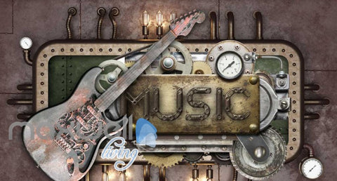 Image of Metal Structure With Guitar And Music Sign Art Wall Murals Wallpaper Decals Prints Decor IDCWP-JB-000402