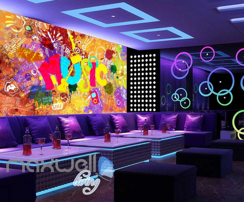 Colourful Music Sign With A Collage Of Words  Art Wall Murals Wallpaper Decals Prints Decor IDCWP-JB-000406
