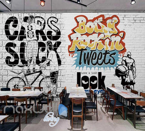 grafitti wall on white bricks Art Wall Murals Wallpaper Decals Prints Decor IDCWP-JB-000450