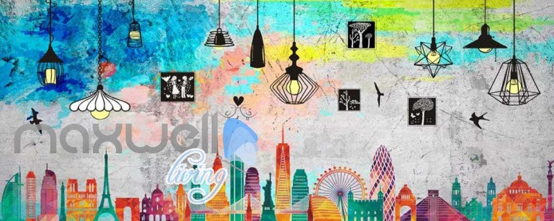 colourful graphic disign of london Art Wall Murals Wallpaper Decals Prints Decor IDCWP-JB-000453