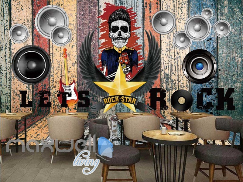rock star and speaker on colourful Art Wall Murals Wallpaper Decals Prints Decor IDCWP-JB-000467