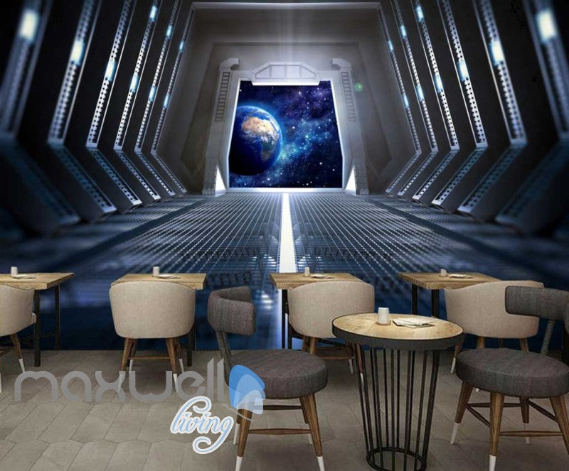 3d wallpaper view of planet from a spaceship Art Wall Murals Wallpaper Decals Prints Decor IDCWP-JB-000468