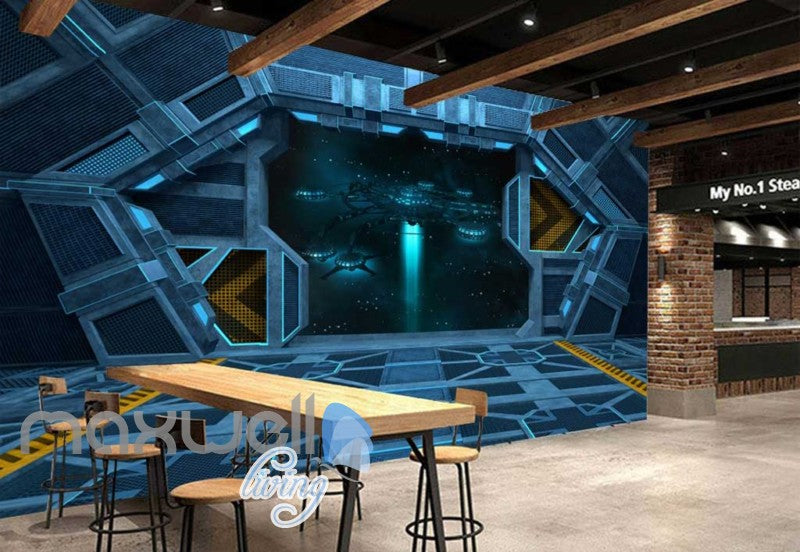 3d wallpaper view of planet from a spaceship Art Wall Murals Wallpaper Decals Prints Decor IDCWP-JB-000469