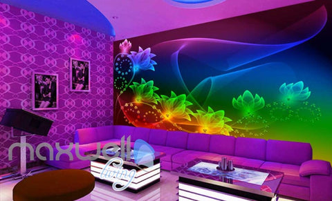 Image of colourful graphic design flowers for a ktv club room Art Wall Murals Wallpaper Decals Prints Decor IDCWP-JB-000474