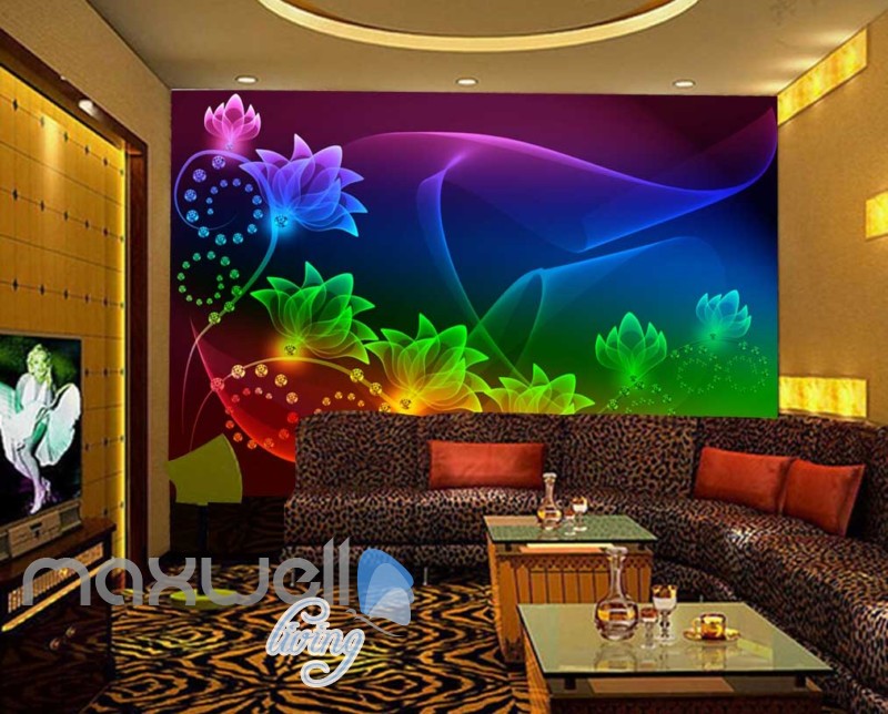 colourful graphic design flowers for a ktv club room Art Wall Murals Wallpaper Decals Prints Decor IDCWP-JB-000474