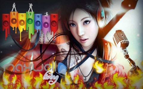 Image of 3d wallpaper with chinese dj for ktv club room Art Wall Murals Wallpaper Decals Prints Decor IDCWP-JB-000487