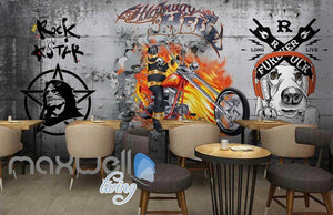 3d wallpaper motorbike brake wall with graffiti on wall Art Wall Murals Wallpaper Decals Prints Decor IDCWP-JB-000496