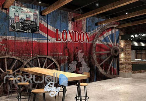 Image of london flag on vintage barn wall wallpaper Art Wall Murals Wallpaper Decals Prints Decor IDCWP-JB-000502