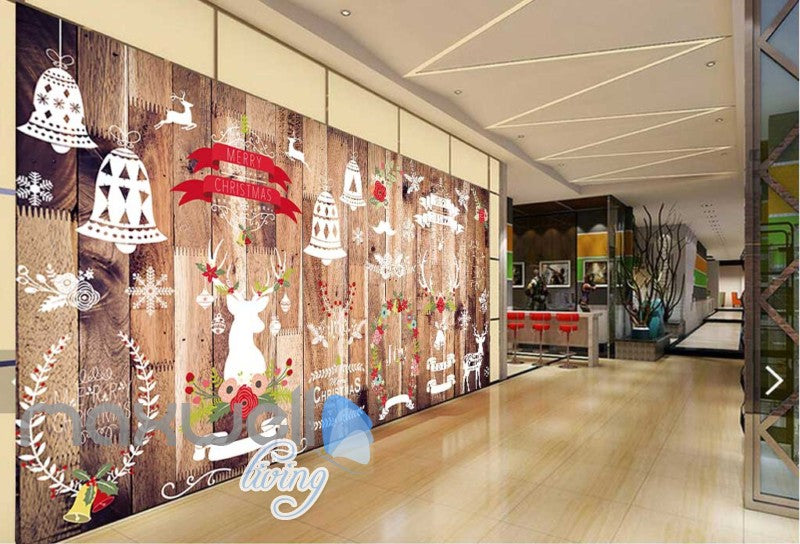 wallpaper graphic design wooden wall with christmas decorations Art Wall Murals Wallpaper Decals Prints Decor IDCWP-JB-000506