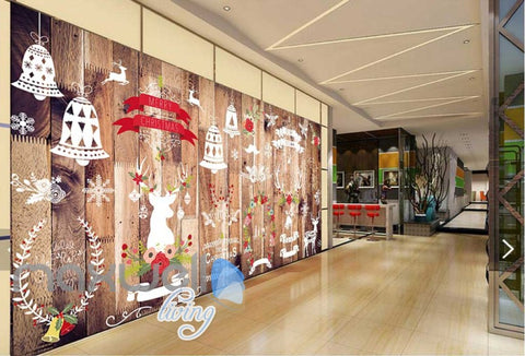 Image of wallpaper graphic design wooden wall with christmas decorations Art Wall Murals Wallpaper Decals Prints Decor IDCWP-JB-000506