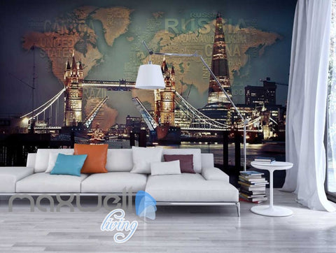 Image of 3d wallpaper photograph view of tower bridge and the shard Art Wall Murals Wallpaper Decals Prints Decor IDCWP-JB-000512