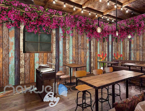 Image of 3d graphic design wallpaper of barn wooden wall with windonw and magnolia flowers Art Wall Murals Wallpaper Decals Prints Decor IDCWP-JB-000528