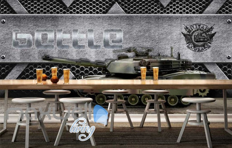 Image of 3d wallpaper tank with metal wall Art Wall Murals Wallpaper Decals Prints Decor IDCWP-JB-000538