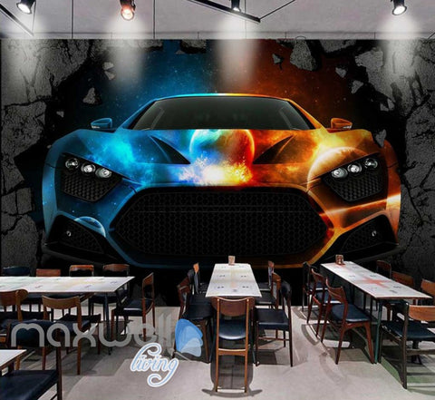 Image of 3d wallpaper colorful fancy car braking wall Art Wall Murals Wallpaper Decals Prints Decor IDCWP-JB-000577