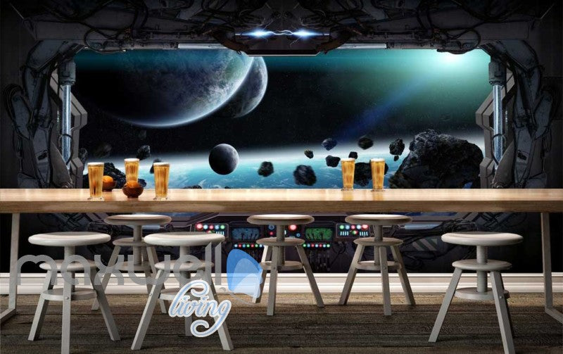 3d wallpaper of view of the space from a space ship Art Wall Murals Wallpaper Decals Prints Decor IDCWP-JB-000586