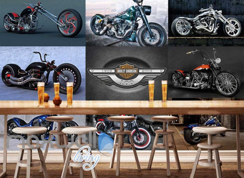 Image of wallpaper collague photo of motor bikes Art Wall Murals Wallpaper Decals Prints Decor IDCWP-JB-000588