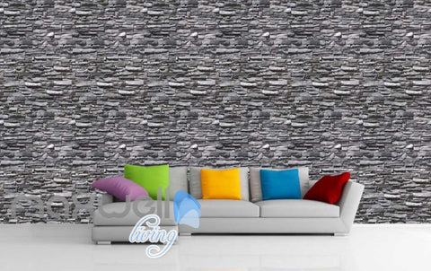 Image of 3d wallpaper of black and white brick wall Art Wall Murals Wallpaper Decals Prints Decor IDCWP-JB-000590