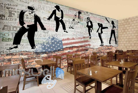 Image of graphic design wallpaper with black and white michael jackson and usa flag Art Wall Murals Wallpaper Decals Prints Decor IDCWP-JB-000610