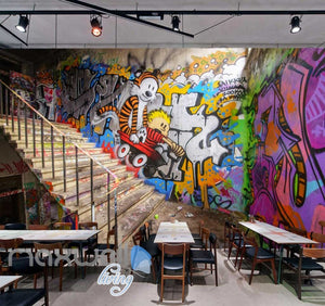 3d wallpaper graffiti wann and stairs Art Wall Murals Wallpaper Decals Prints Decor IDCWP-JB-000618