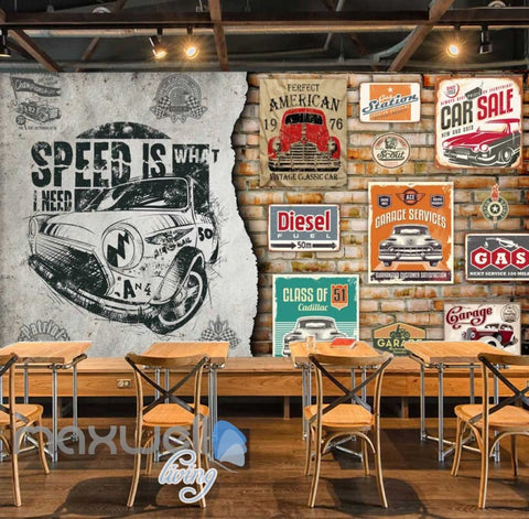 Image of 3D Poster Of Cars And Painting Design Of A Car Art Wall Murals Wallpaper Decals Prints Decor IDCWP-JB-000654