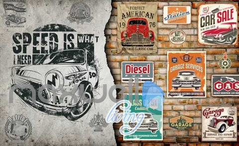 Image of 3D Poster Of Cars And Painting Design Of A Car Art Wall Murals Wallpaper Decals Prints Decor IDCWP-JB-000654