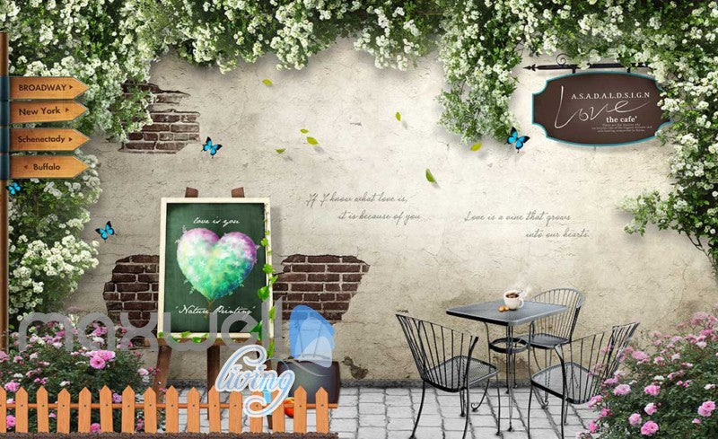 3D Portrait Mural With Flowers Chair And Table Art Wall Murals Wallpaper Decals Prints Decor IDCWP-JB-000664