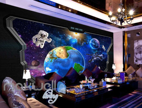Image of 3D View Of Space World Astronaut From Space Ship Art Wall Murals Wallpaper Decals Prints Decor IDCWP-JB-000668