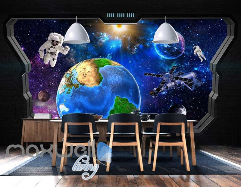 3D View Of Space World Astronaut From Space Ship Art Wall Murals Wallpaper Decals Prints Decor IDCWP-JB-000668