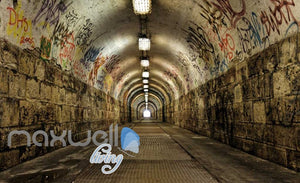 3D Tunnel With Graffiti On Wall Art Wall Murals Wallpaper Decals Prints Decor IDCWP-JB-000671