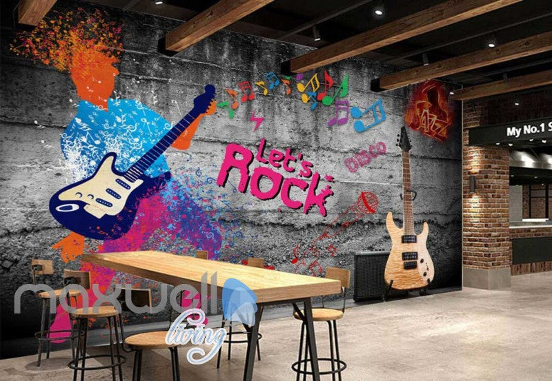 Graphic Design Of Colourful Men Playing A Guitar  Art Wall Murals Wallpaper Decals Prints Decor IDCWP-JB-000680