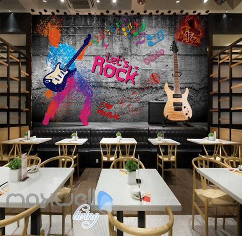 Image of Graphic Design Of Colourful Men Playing A Guitar  Art Wall Murals Wallpaper Decals Prints Decor IDCWP-JB-000680