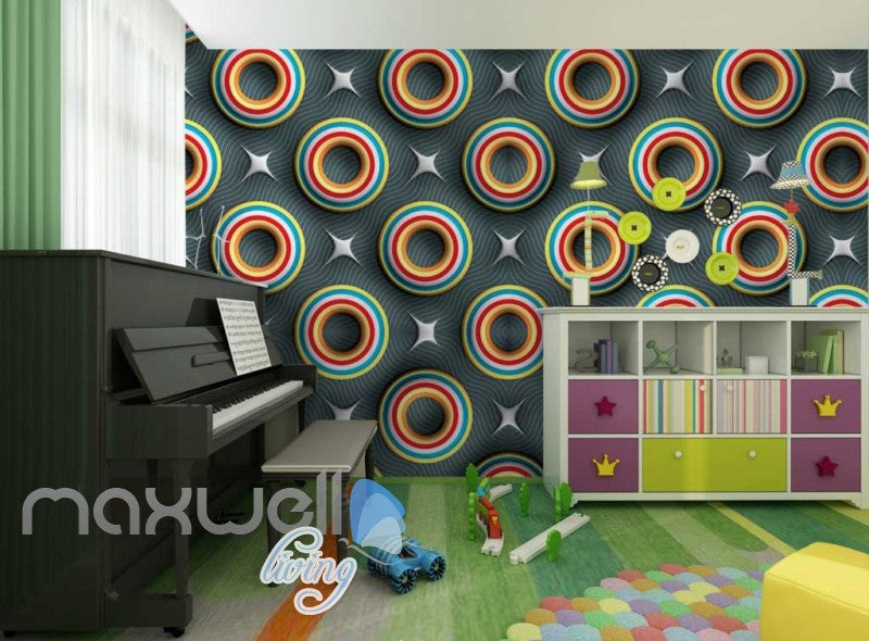 Colourful Pattern Stars And Circles Art Wall Murals Wallpaper Decals Prints Decor IDCWP-JB-000741