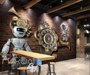 Brick Wall With Gears And Robots Art Wall Murals Wallpaper Decals Prints Decor IDCWP-JB-000784