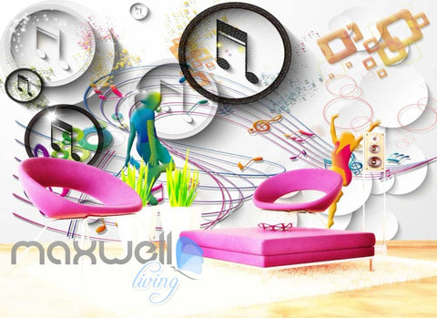 Image of Graphic Design Colourful Music Notes Art Wall Murals Wallpaper Decals Prints Decor IDCWP-JB-000799