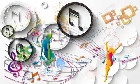 Image of Graphic Design Colourful Music Notes Art Wall Murals Wallpaper Decals Prints Decor IDCWP-JB-000799