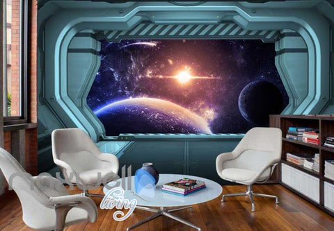 Image of View Planets From Spaceship Art Wall Murals Wallpaper Decals Prints Decor IDCWP-JB-000812