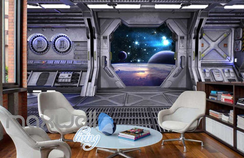 Image of View Planets From Spaceship Art Wall Murals Wallpaper Decals Prints Decor IDCWP-JB-000814