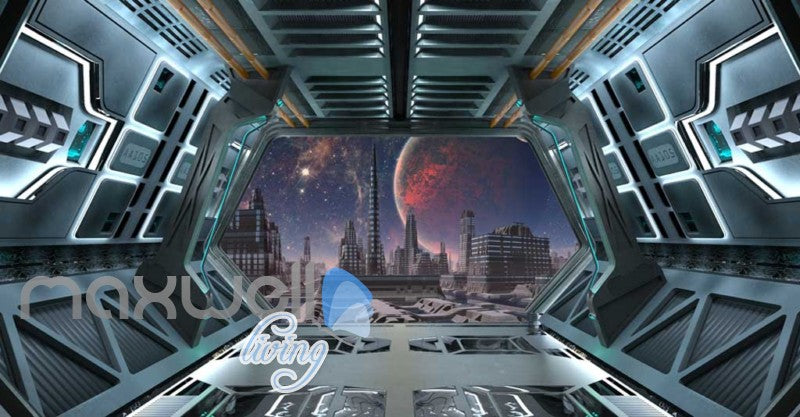 View Plantes And City From Spaceship Art Wall Murals Wallpaper Decals Prints Decor IDCWP-JB-000816