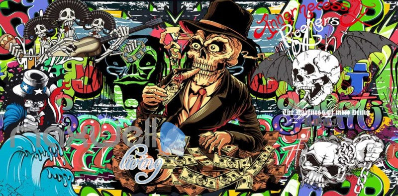 Colourful Graphic Design Cartoon Skulls And Skeletons Art Wall Murals Wallpaper Decals Prints Decor IDCWP-JB-000818