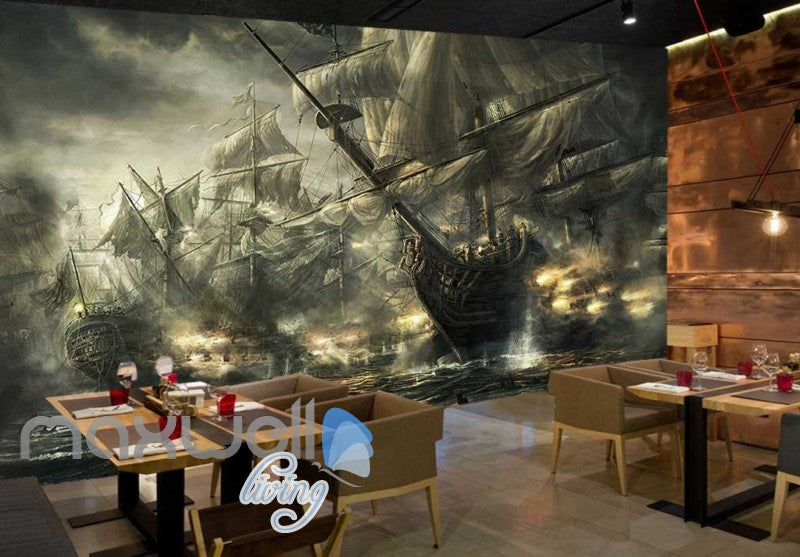Old Boat With Many Sails Art Wall Murals Wallpaper Decals Prints Decor IDCWP-JB-000826