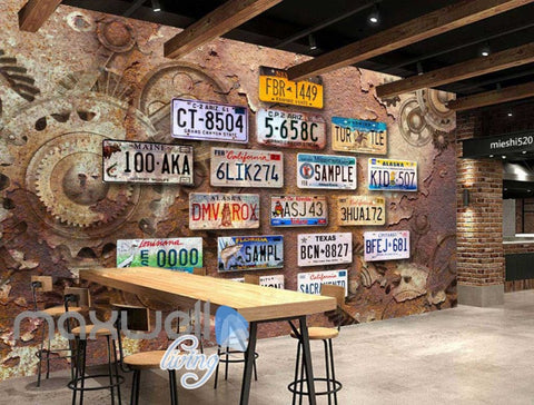 Image of Rotten Bronce Wall With Car Plates  Art Wall Murals Wallpaper Decals Prints Decor IDCWP-JB-000827