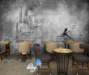 Black And White Drawing Livingroom  Art Wall Murals Wallpaper Decals Prints Decor IDCWP-JB-000841