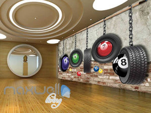 Pool Balls Wheels Brick Wall Art Wall Murals Wallpaper Decals Prints Decor IDCWP-JB-000844